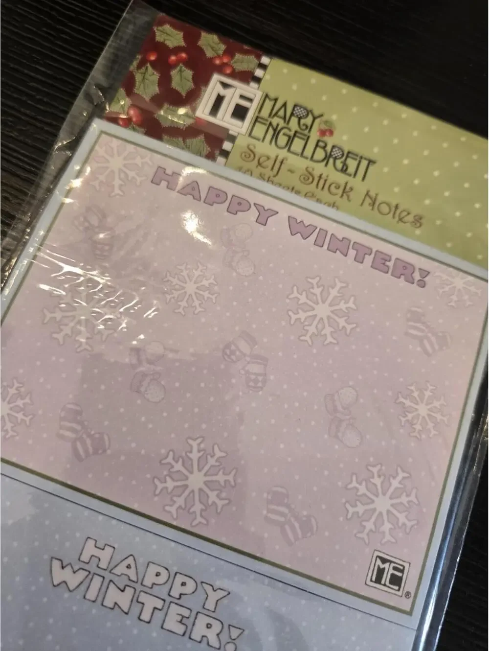 Mary Engelbreit Happy Winter Self Stick Notes Set Sealed Snowman Mittens 2 Pack